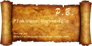 Plakinger Barnabás névjegykártya