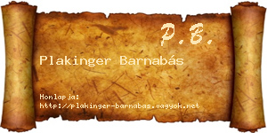 Plakinger Barnabás névjegykártya